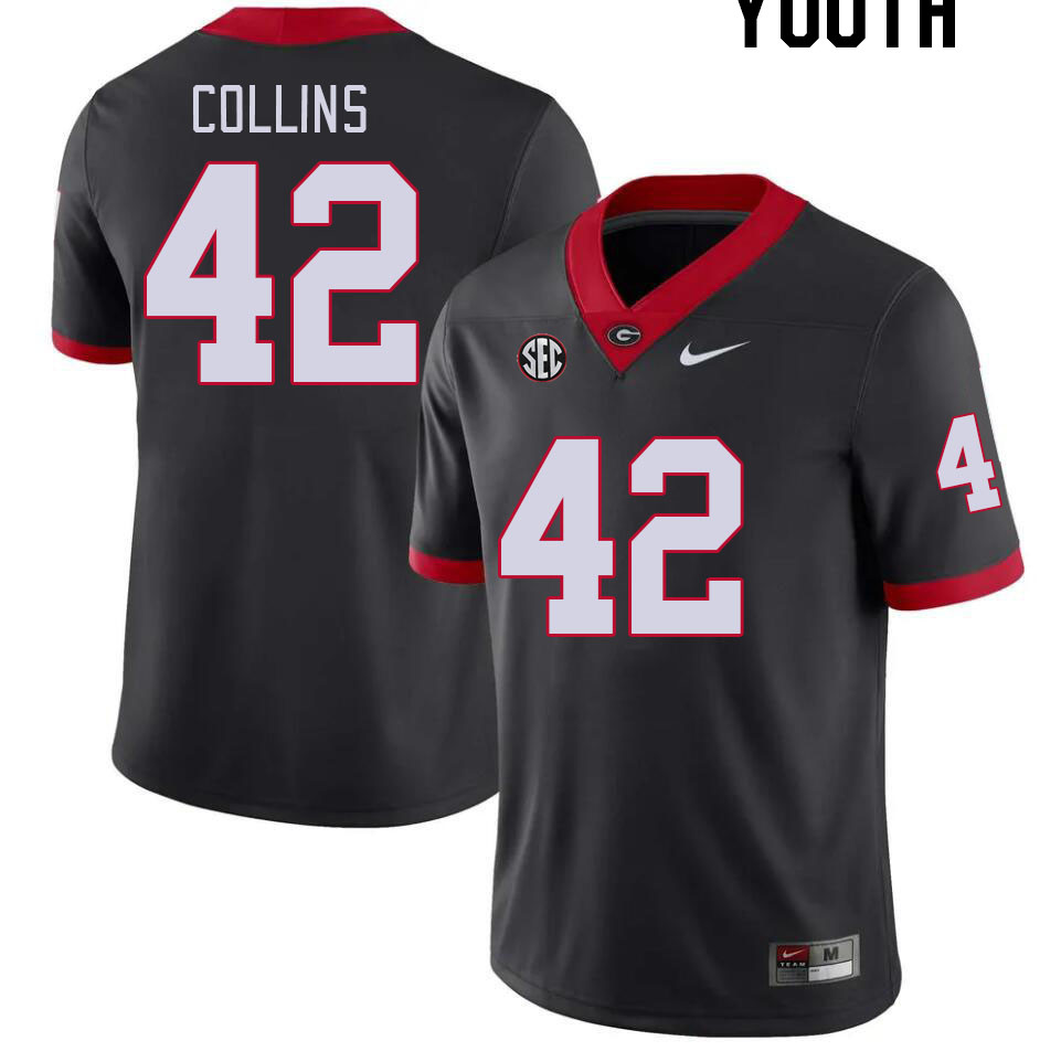 Youth #42 Graham Collins Georgia Bulldogs College Football Jerseys Stitched-Black